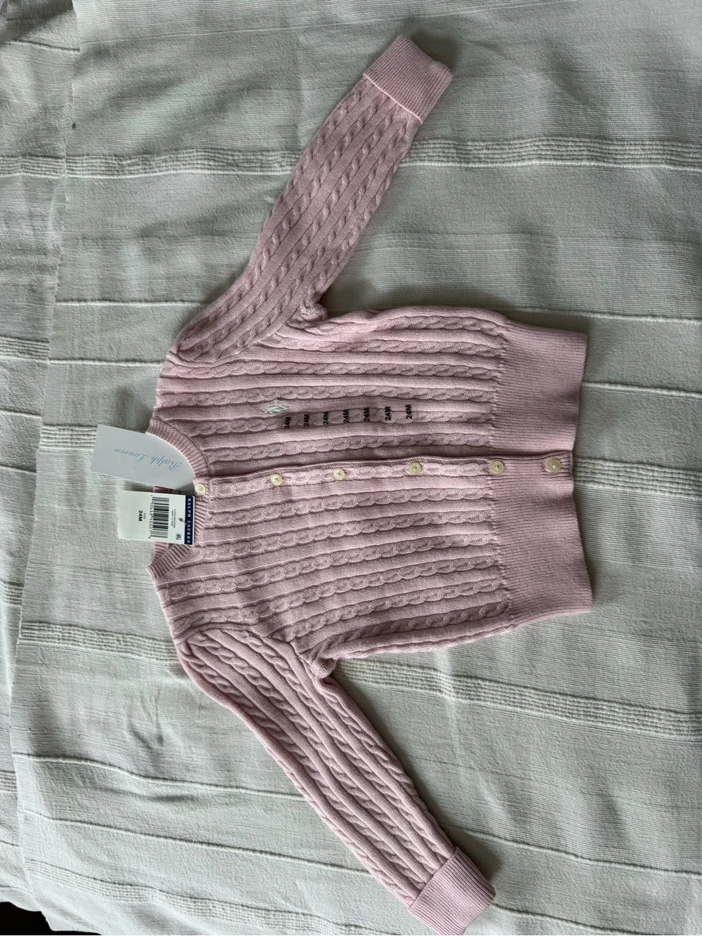 Ralph Lauren Light Pink Cable-Knit Button Cardigan